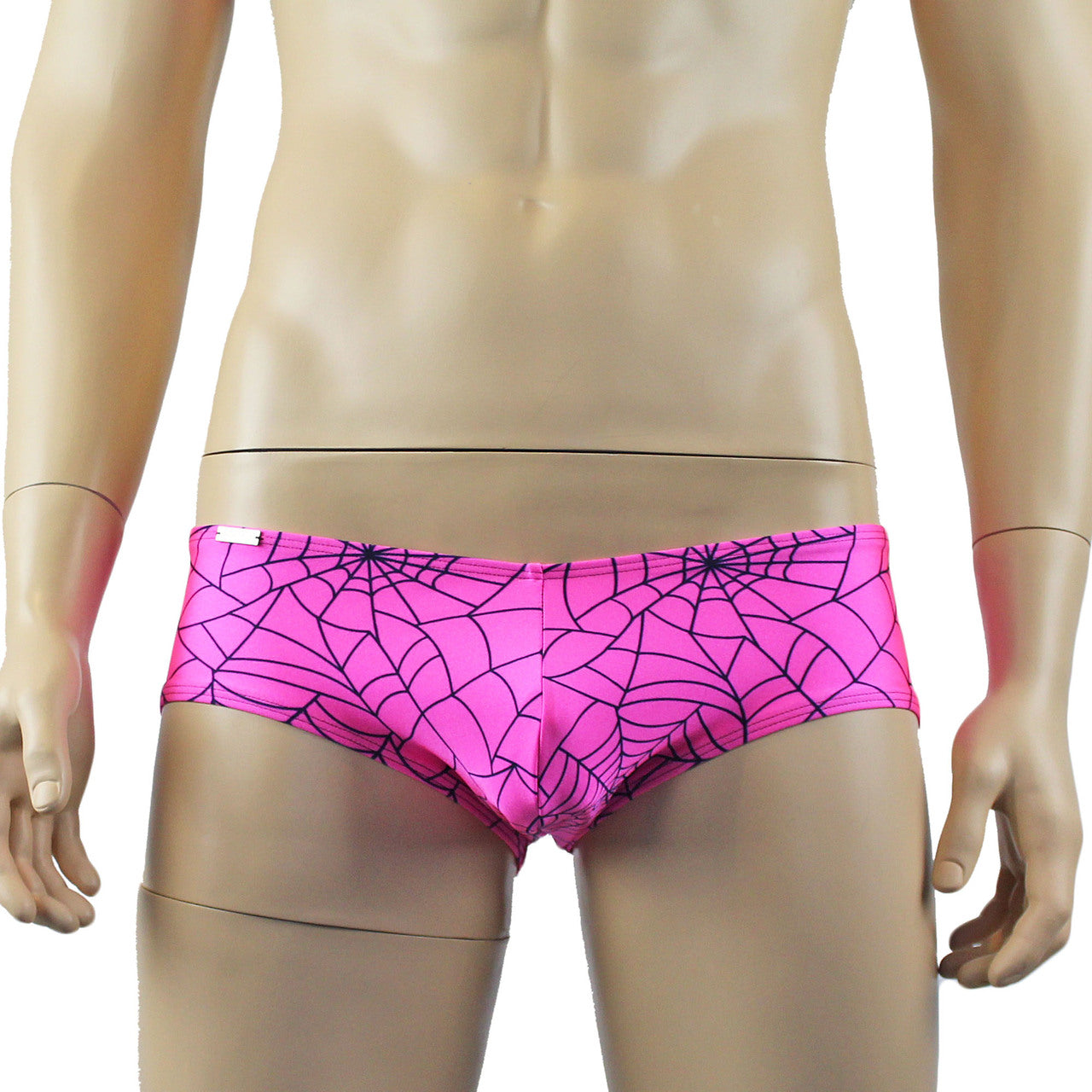 Mens Halloween Spooky Spider Web Mini Boxer Brief (pink & lime colours)