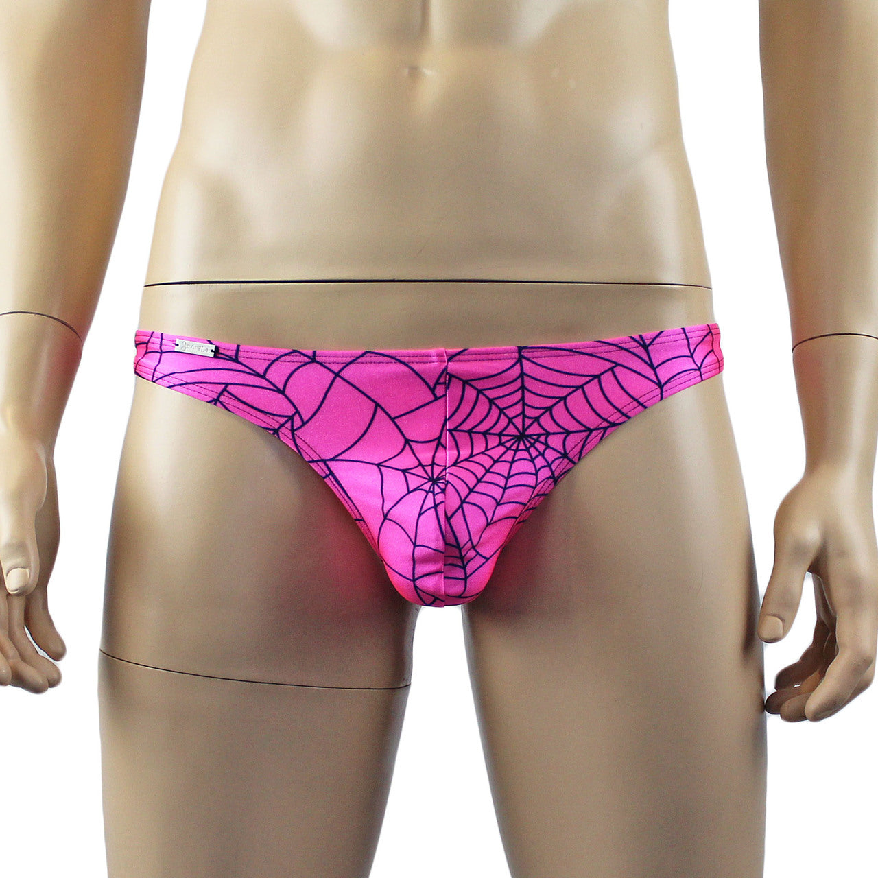 Mens Halloween Spooky Spider Web Mini Thong (pink & lime colours)