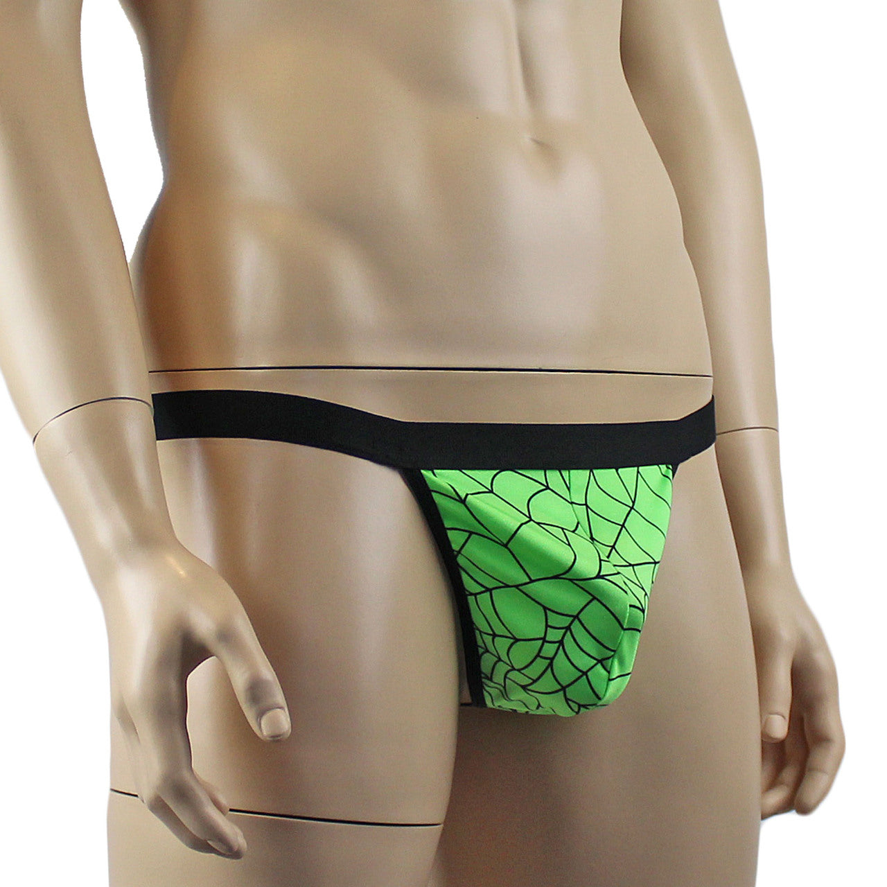 Mens Halloween Spooky Spider Wed G string Thong with Band (lime & pink colours)