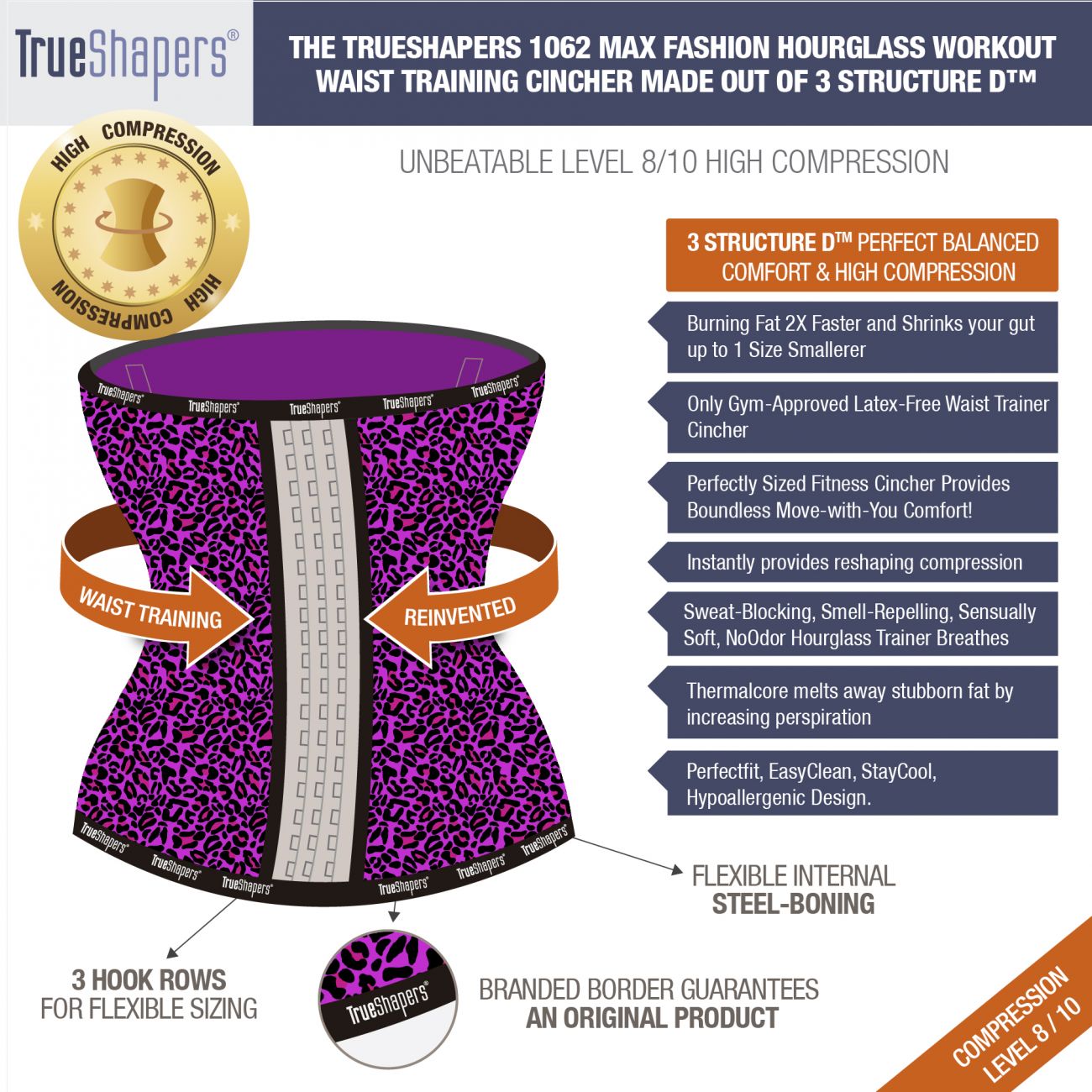 TrueShapers 1062 LATEX-FREE MAX FASHION Waist Cincher