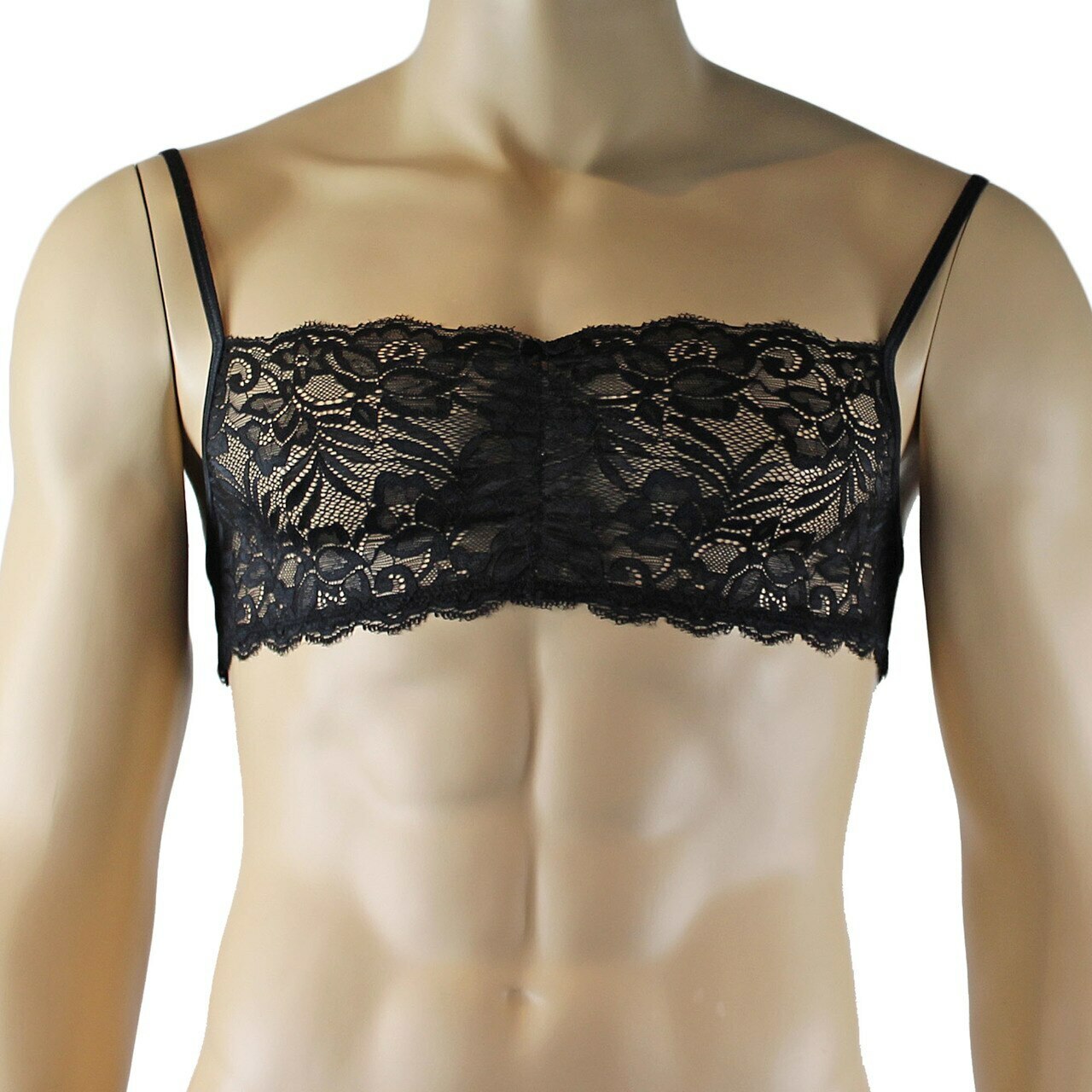 Mens Kristy Lingerie Lace Bra Top BR04 and Lace Panty Black