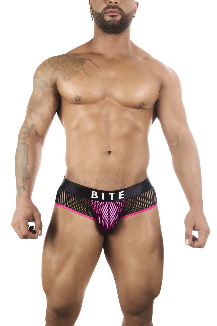 BiteWear BW2023101 Discreet Apricot Jockstrap Black Fuchsia