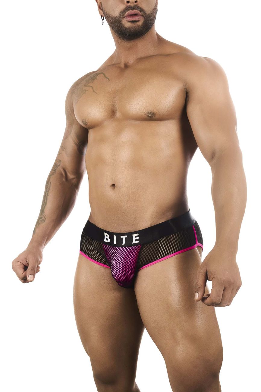 BiteWear BW2023101 Discreet Apricot Jockstrap Black Fuchsia