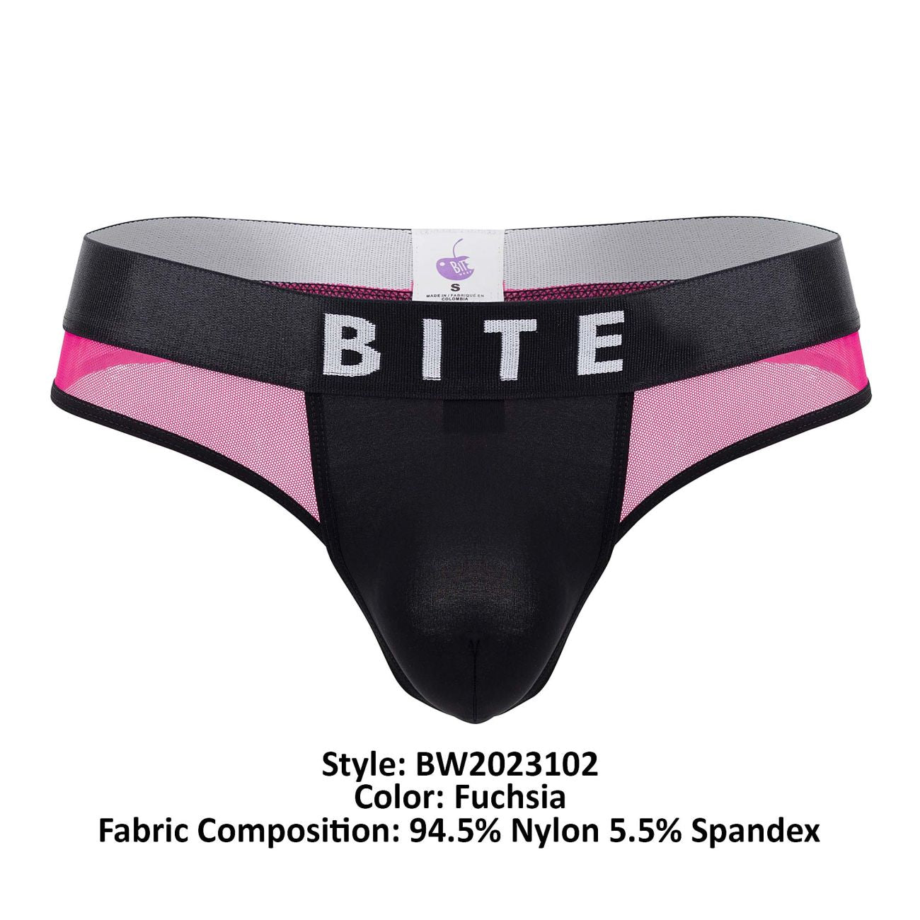 BiteWear BW2023102 Squeeze Papaya Thongs Black Fuchsia