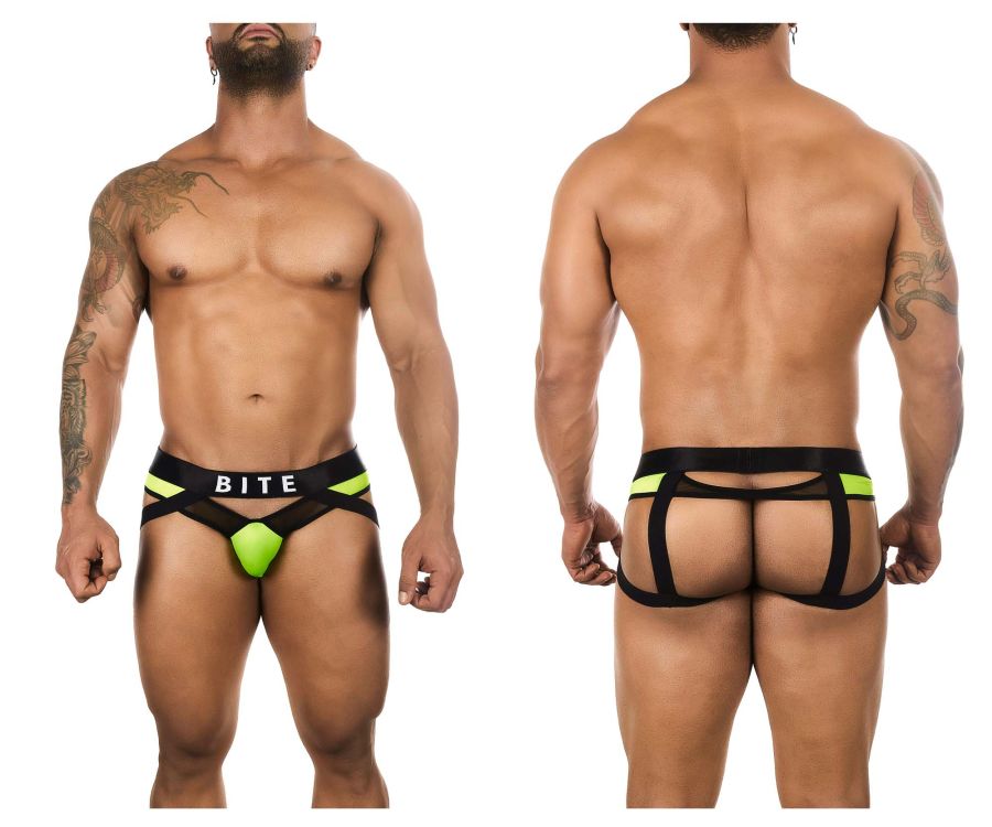 BiteWear BW2023108 Tuxedo Banana Jockstrap Black Green