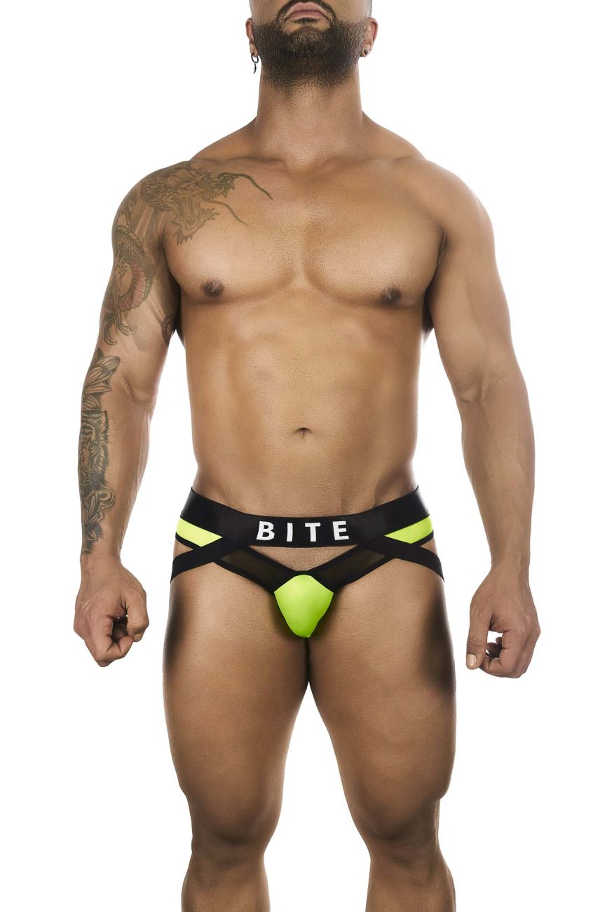 BiteWear BW2023108 Tuxedo Banana Jockstrap Black Green