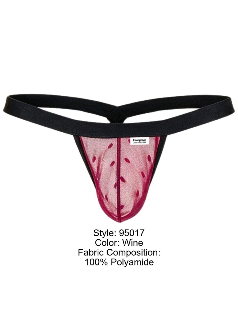 CandyMan 95017 Mens Stretch Dot Mesh Daring Attraction Thongs Wine