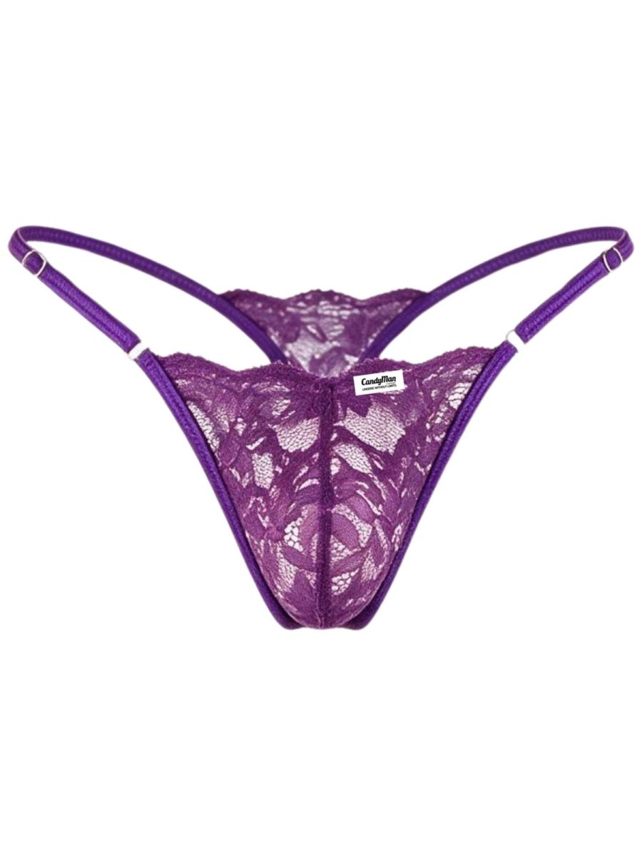 CandyMan 95020 Mens Lace Bold & Enticing Design Thongs Purple