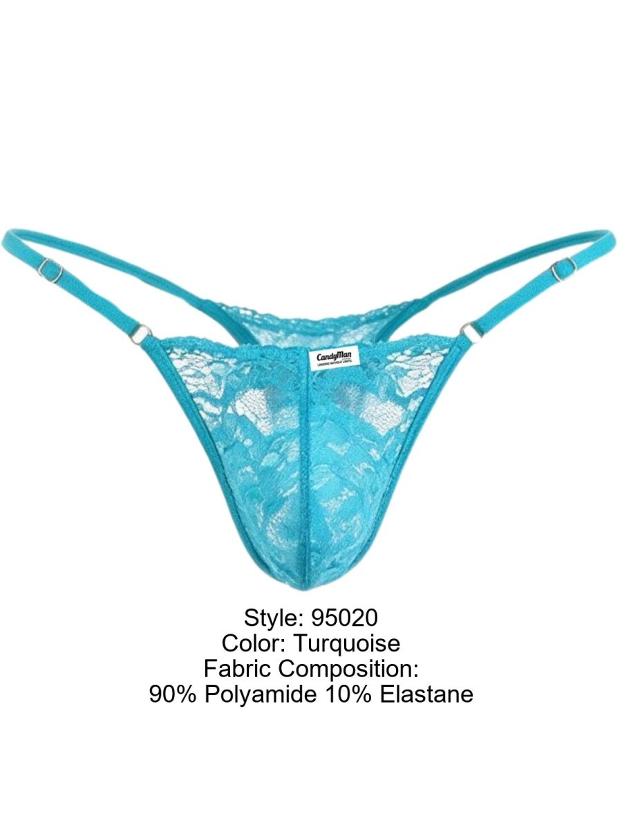 CandyMan 95020 Mens Lace Bold & Enticing Design Thongs Turquoise