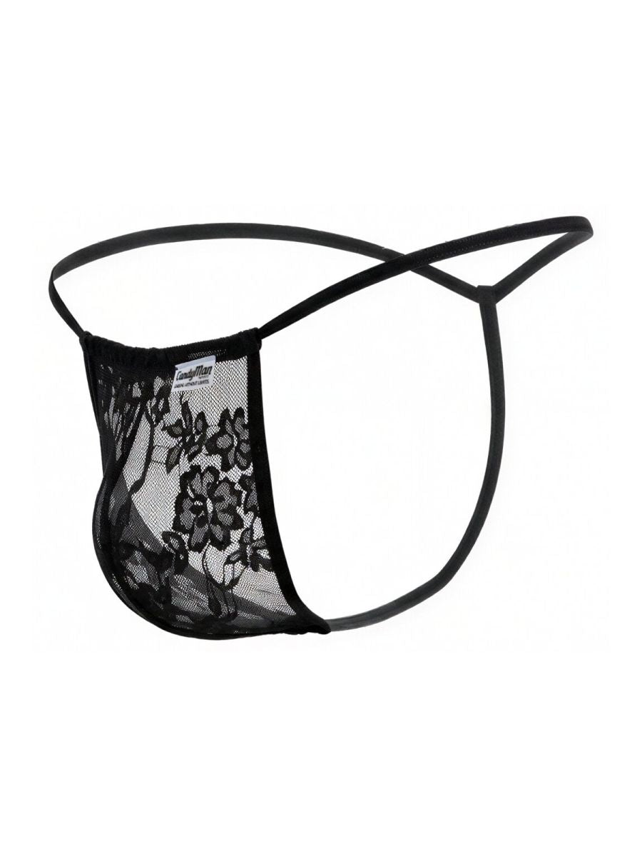 CandyMan 9586 Mens Sexy G-string Thong Black Lace
