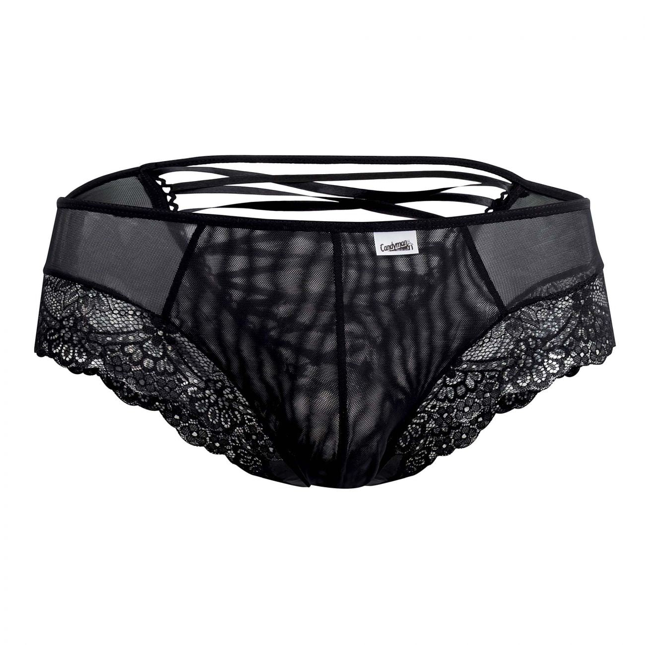 SALE - CandyMan 99462X Lace Briefs Black Plus Sizes
