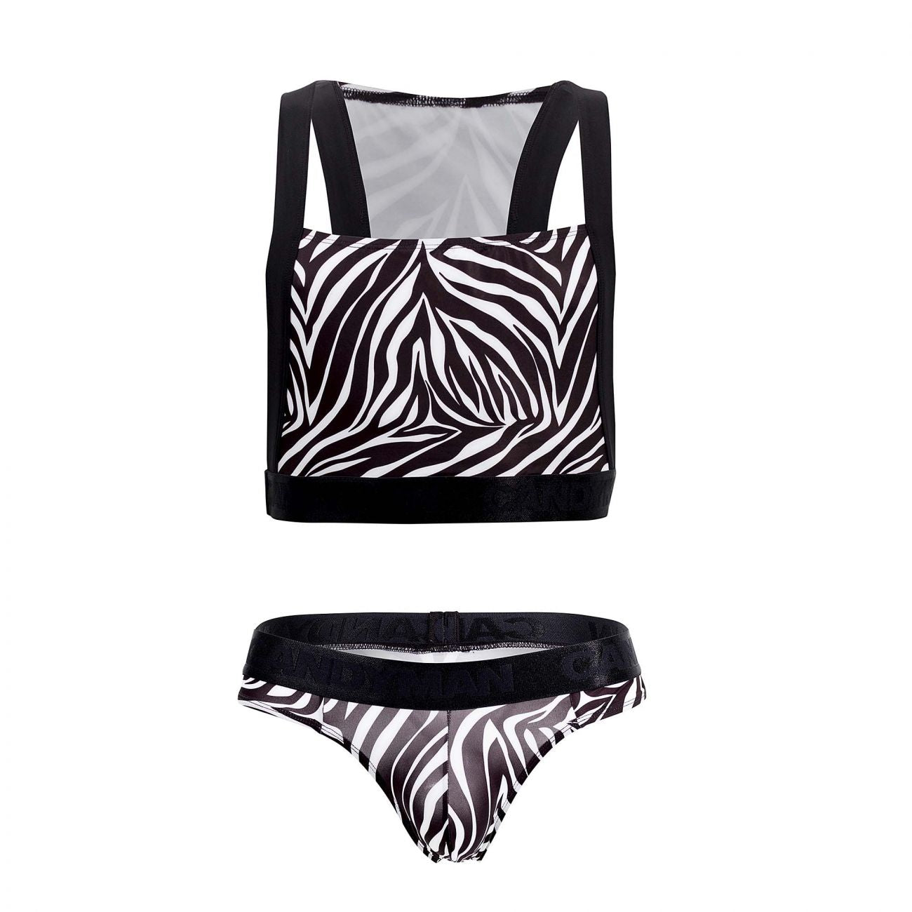 JCSTK - CandyMan 99524 Printed Top and Thong Set Black Zebra