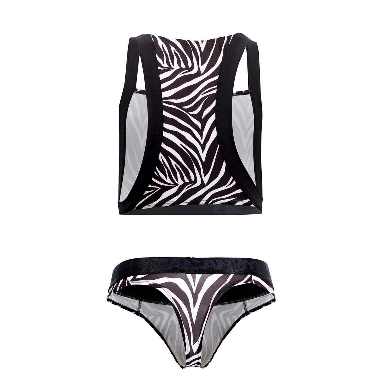 JCSTK - CandyMan 99524 Printed Top and Thong Set Black Zebra