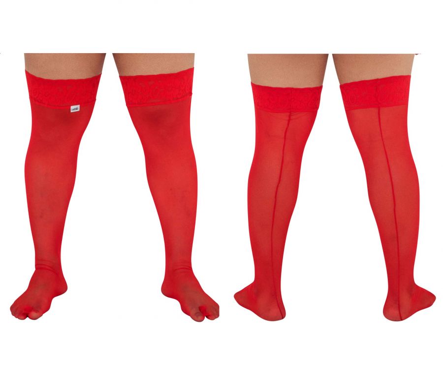 CandyMan 99533X Mesh Thigh Highs Red