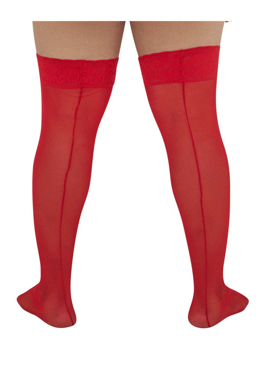 CandyMan 99533X Mesh Thigh Highs Red