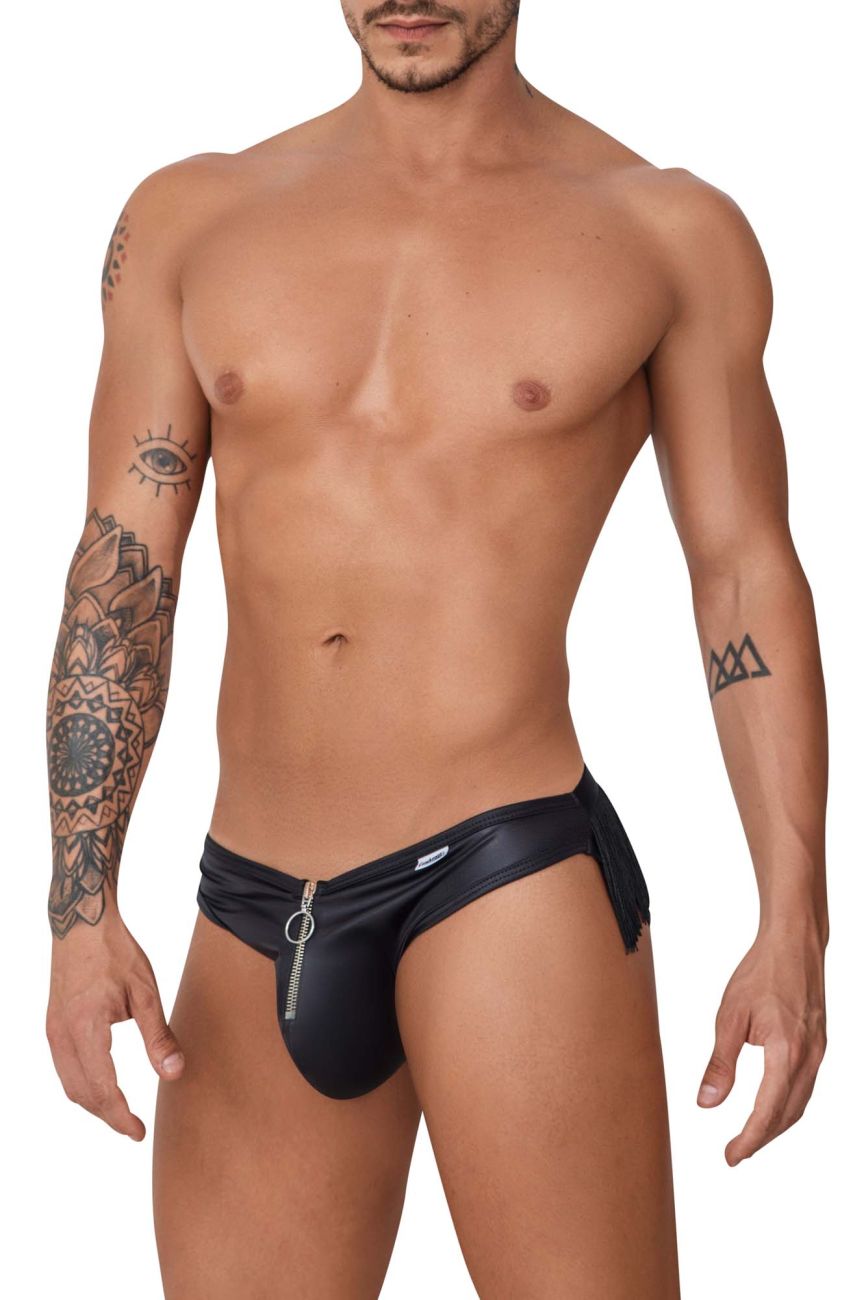 CandyMan 99753 Fringe Jockstrap with Zipper Front Black