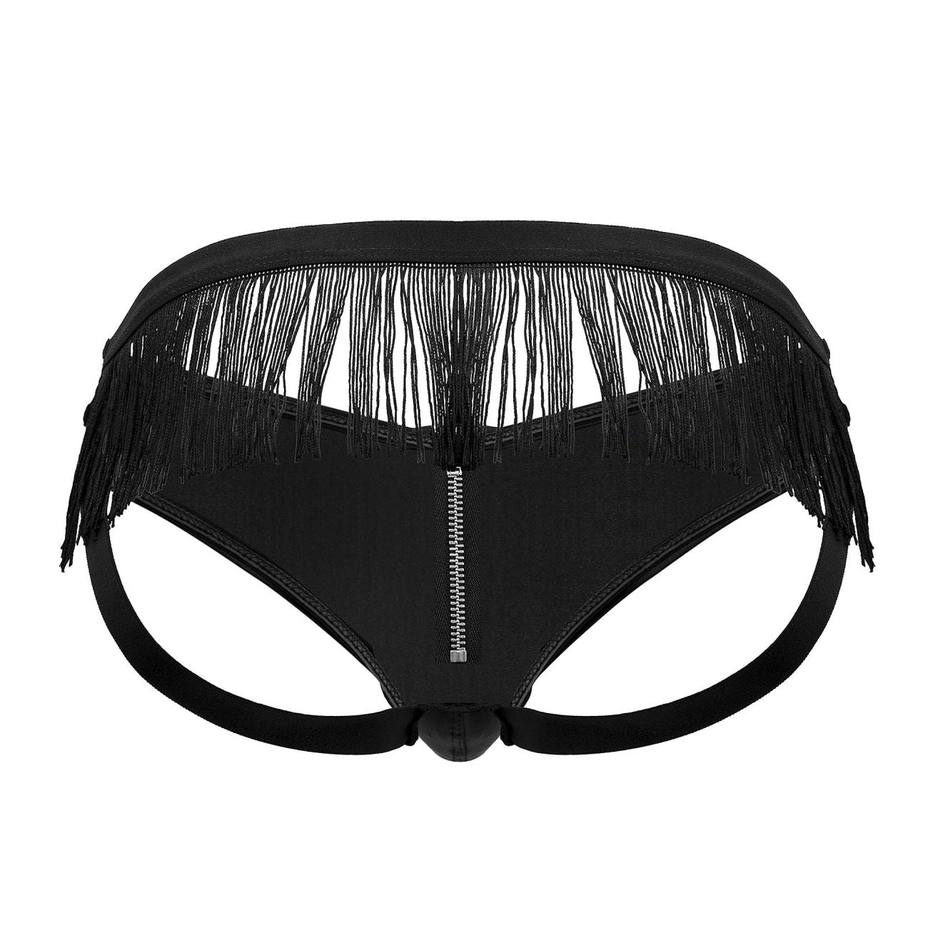 CandyMan 99753 Fringe Jockstrap with Zipper Front Black