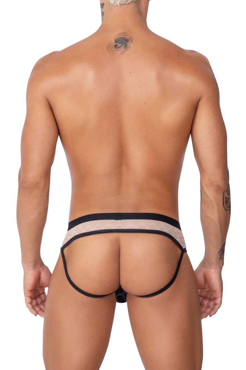 CandyMan 99763 Lace Jockstrap Nude-Black