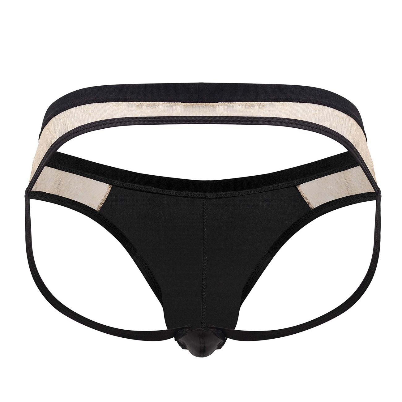 CandyMan 99763 Lace Jockstrap Nude-Black