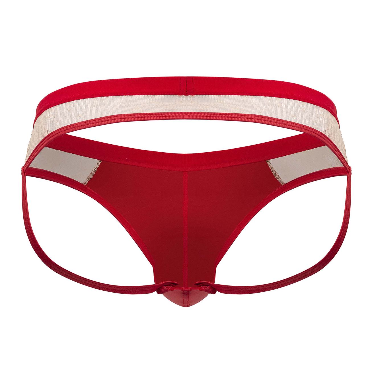 CandyMan 99763 Lace Jockstrap Nude-Red