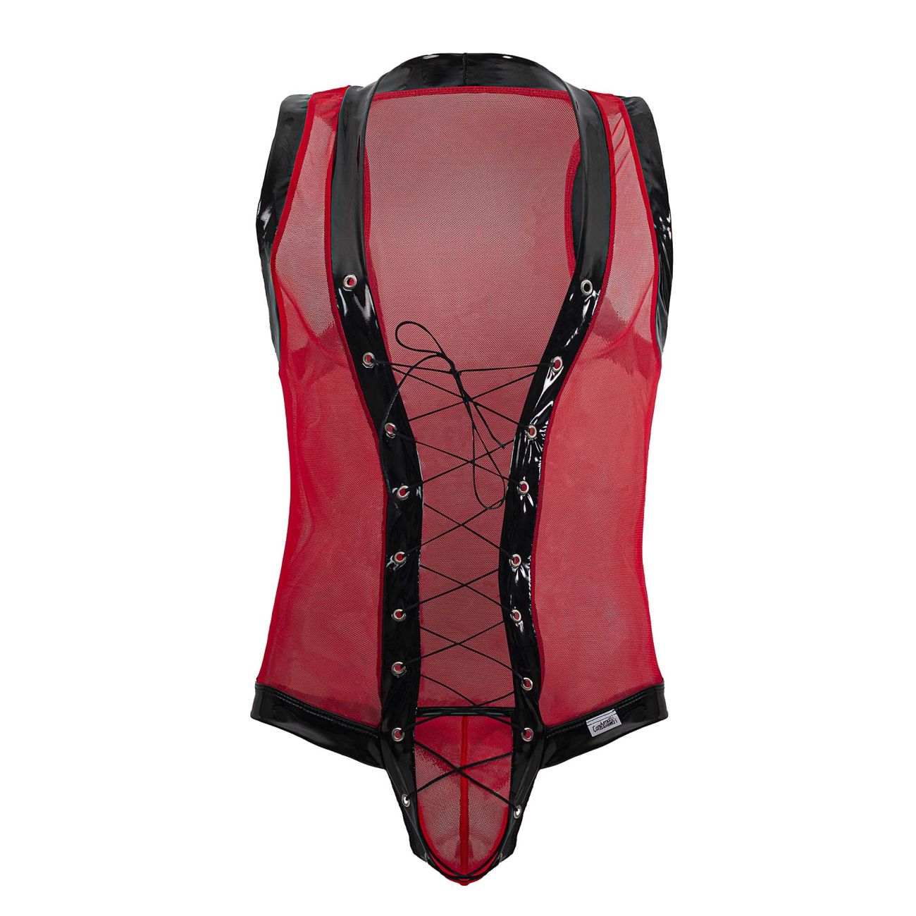 CandyMan 99774 Gladiator Bodysuit with Lace Up Front Red