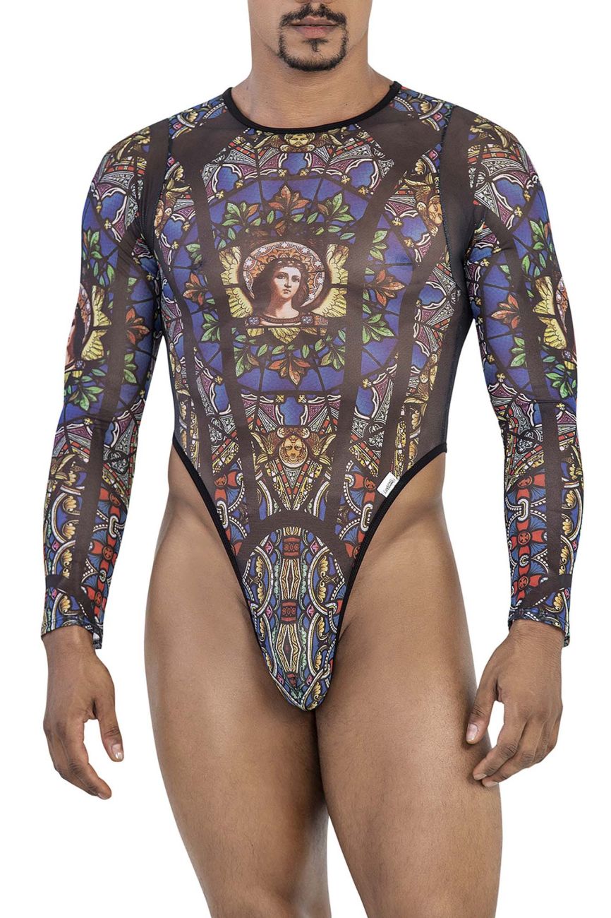 CandyMan 99814 Stained Glass Bodysuit Black Print