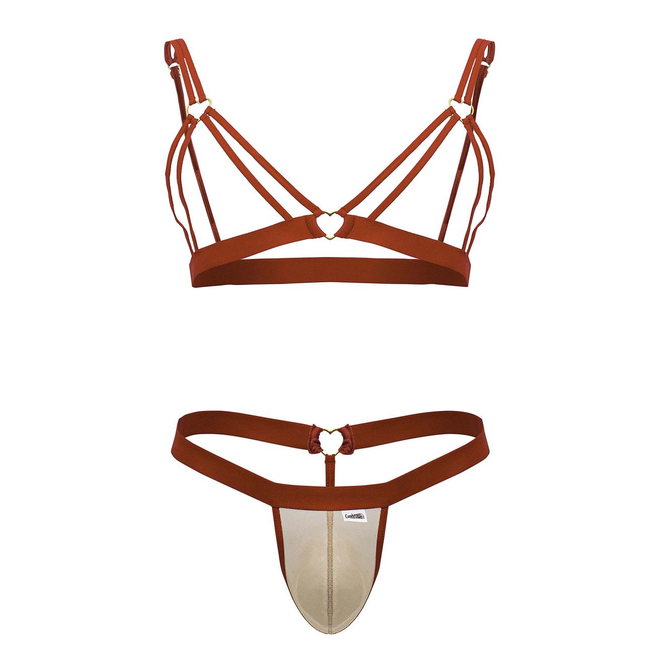 CandyMan 99838 Two Piece Outfit Mens Bra Set Red