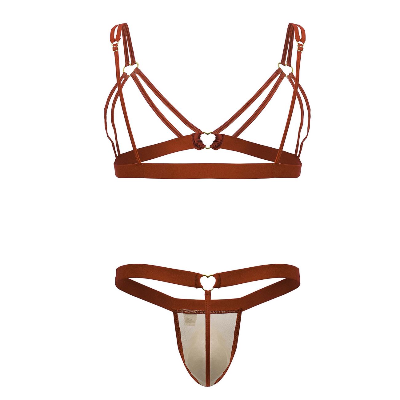 CandyMan 99838 Two Piece Outfit Mens Bra Set Red