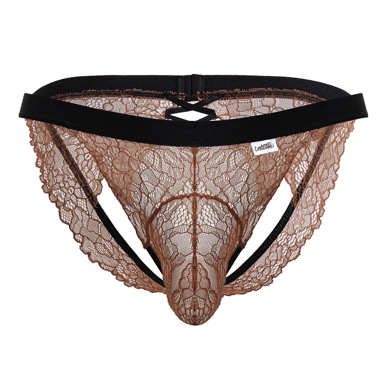 CandyMan 99853 Lace Jockstrap Mens Lingerie Black-Terracotta