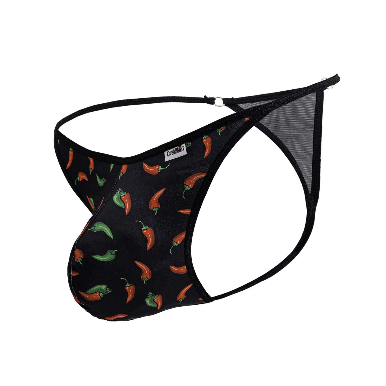 CandyMan 99875 Mens Breathable Mesh Chilli Pepper Thongs  Black Print Plus Sizes