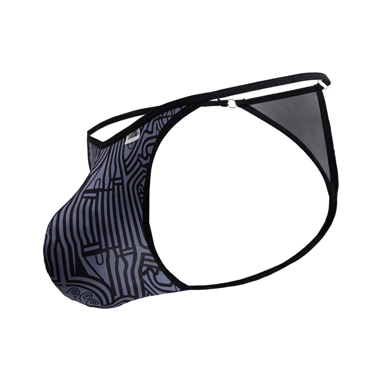 CandyMan 99875 Mens Breathable Mesh Thongs Gray-Black Plus Sizes