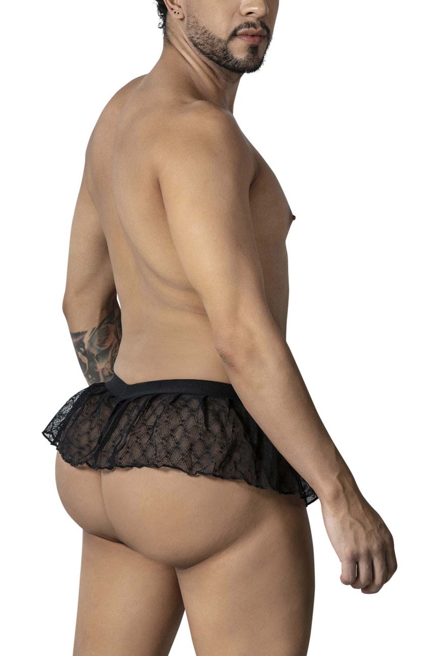 CandyMan 99901 Mens Geometric Playful Mesh Skirt Thongs Black