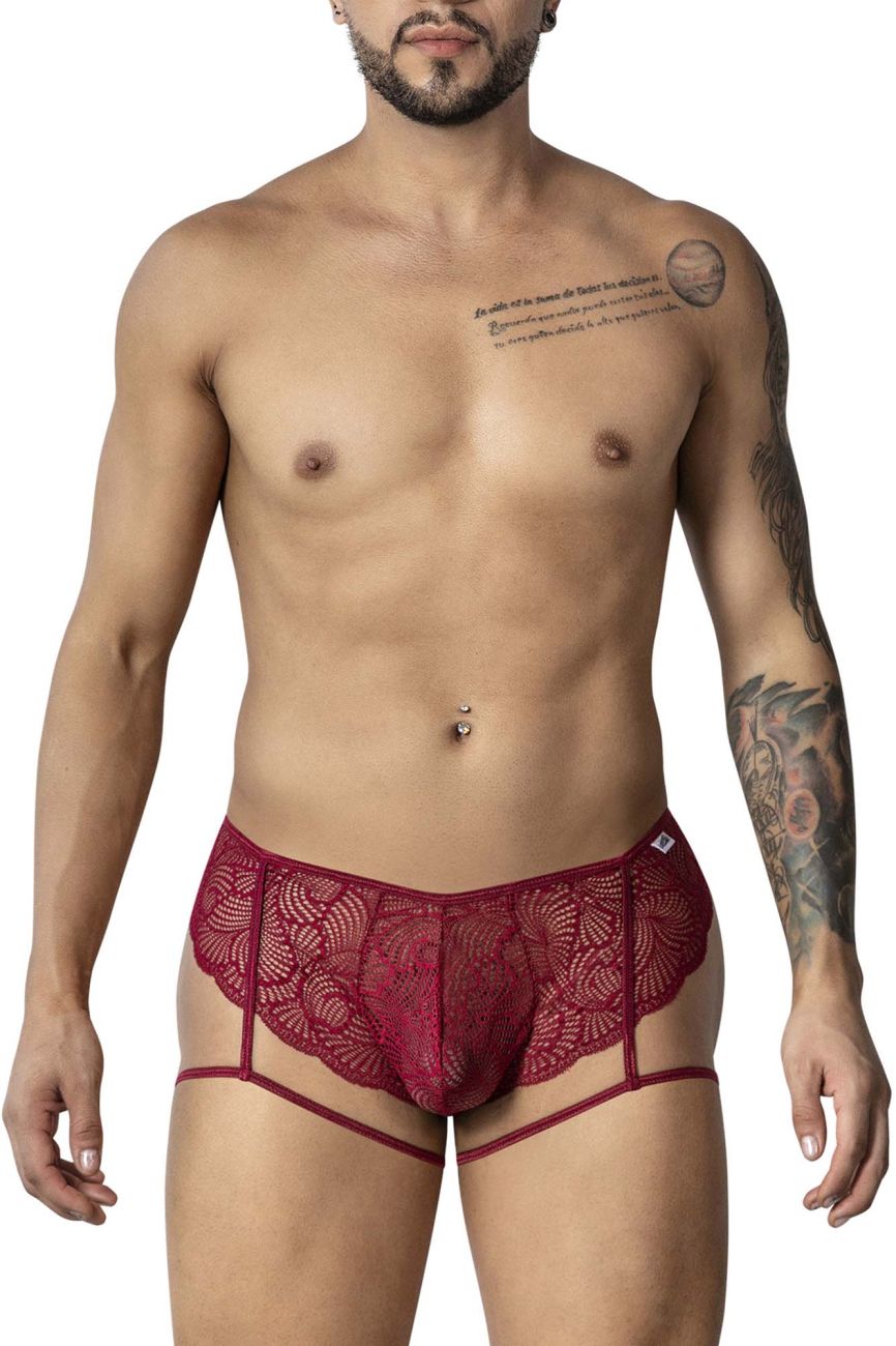 CandyMan 99905 Mens Sexy Garter Lace Briefs Burgundy