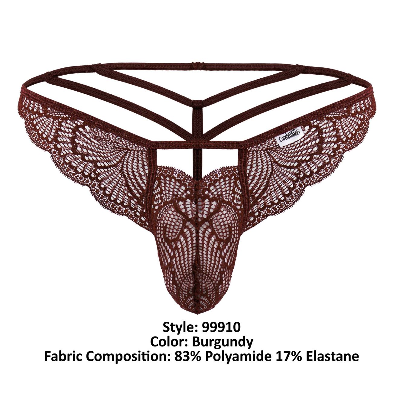 CandyMan 99910 Mens Sexy Lace Thongs Burgundy