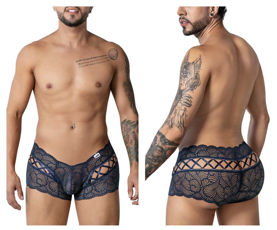 CandyMan 99916 Mens Sexy Lace Boxer Brief Trunks Navy