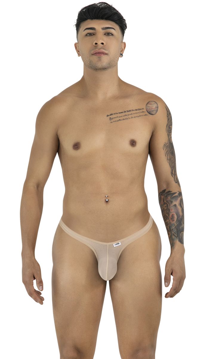CandyMan 99954 Mens Minimal Barely There Thong Beige Mesh Plus Sizes
