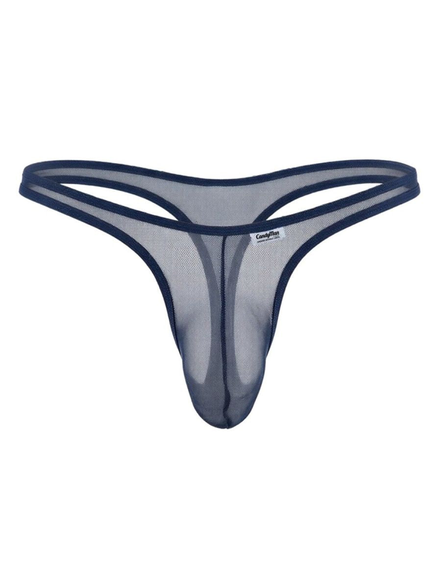 CandyMan 99954 Mens Minimal Barely There Thongs Navy Mesh Plus Sizes