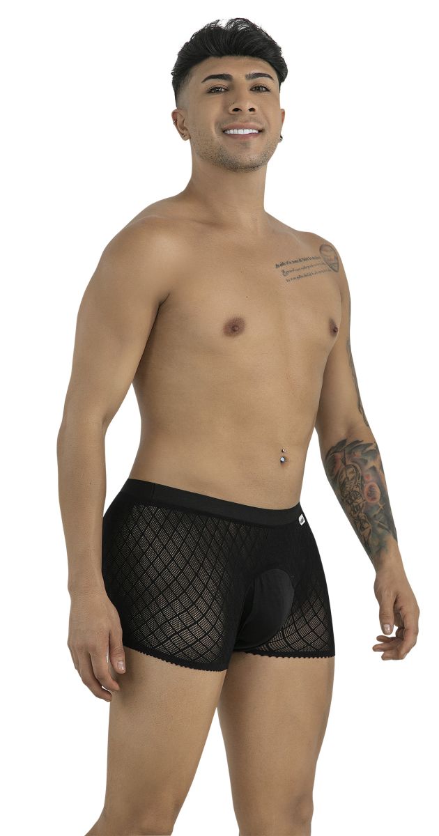 CandyMan 99962 Mens Stretch Fishnet Boxer Briefs Black