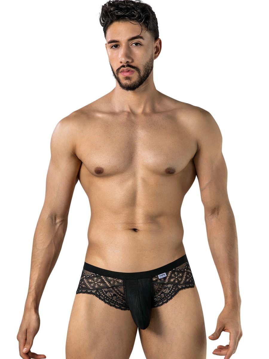 CandyMan 99970 Mens Captivating Sexy Mesh-Lace Briefs Black