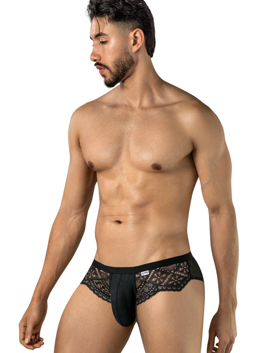 CandyMan 99970 Mens Captivating Sexy Mesh-Lace Briefs Black