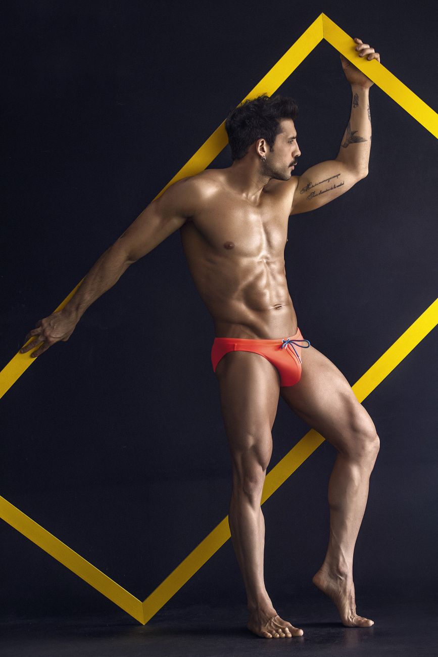 Clever 1735 Vivo  Mens Stretch Swim Briefs Orange
