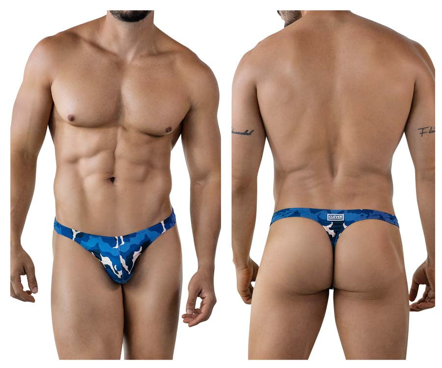 Clever 2023 Almeria Mens Bold and Sleek Camouflage Thong Blue