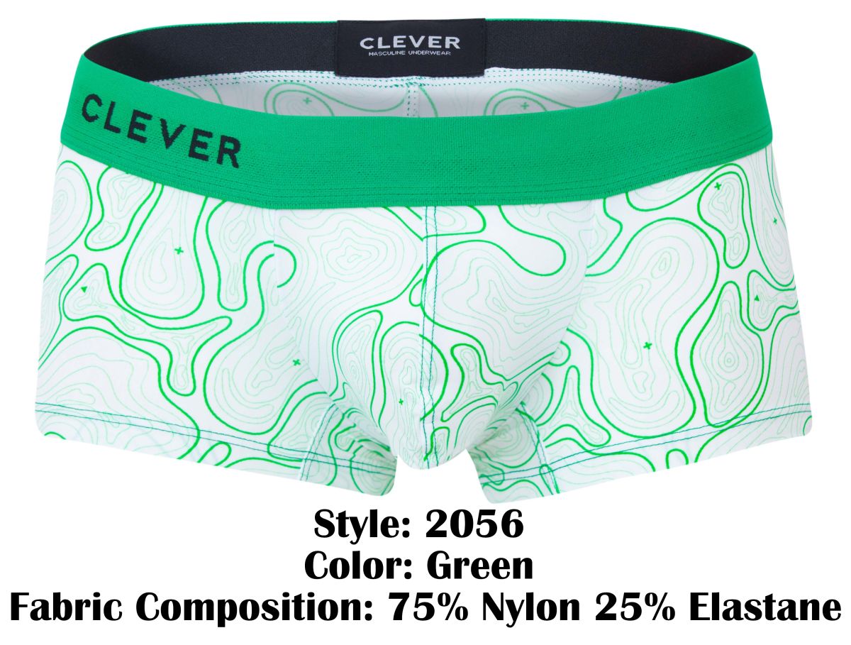 Clever 2056 Maze Mens Sporty Modern Trunks Green