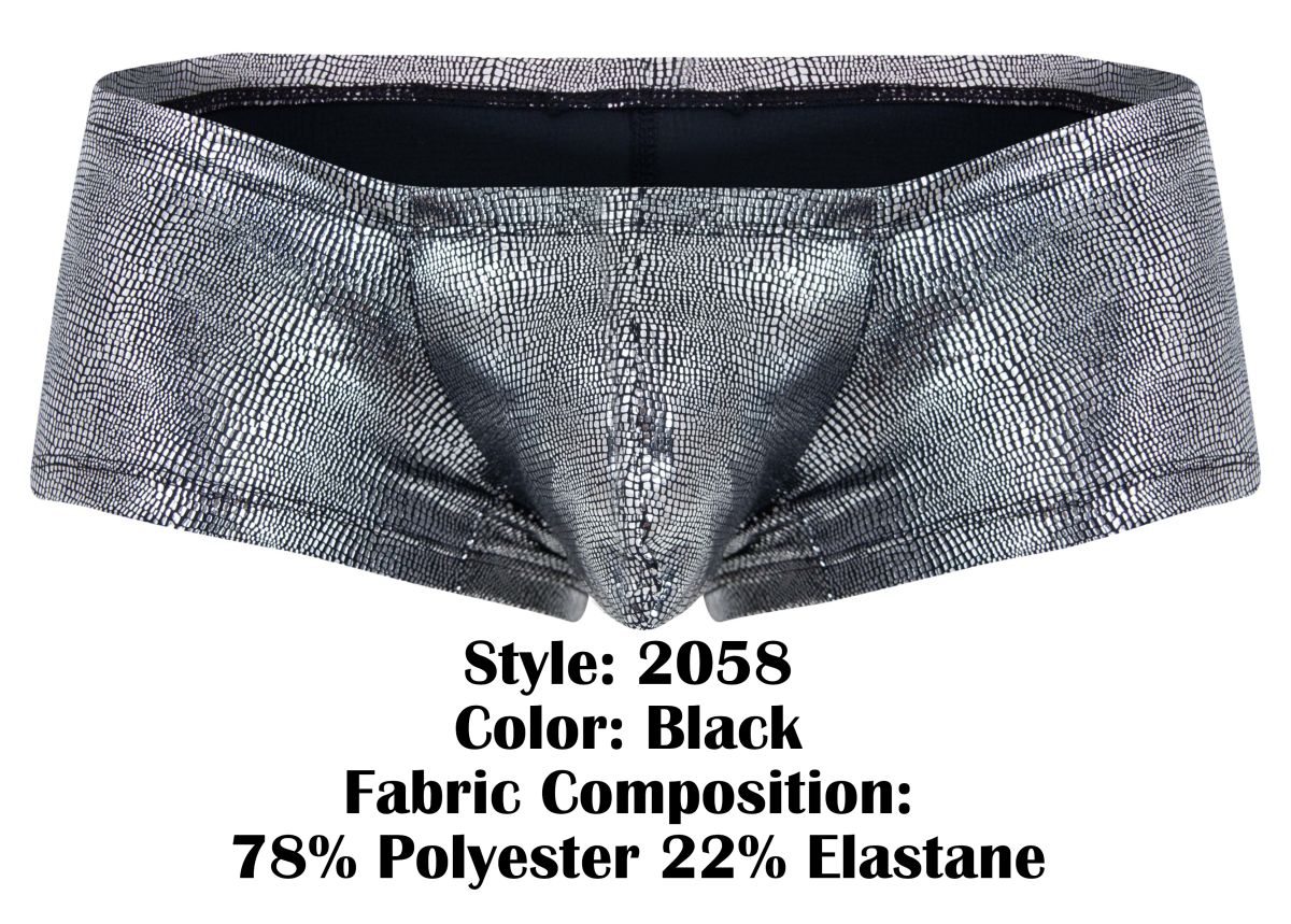 Clever 2058 Mens Sparkles Metallic Trunks Black Silver