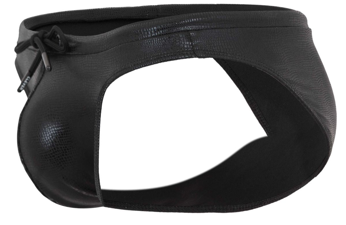 Clever 2065 Gorgona Mens Faux Leather Swim Briefs Black