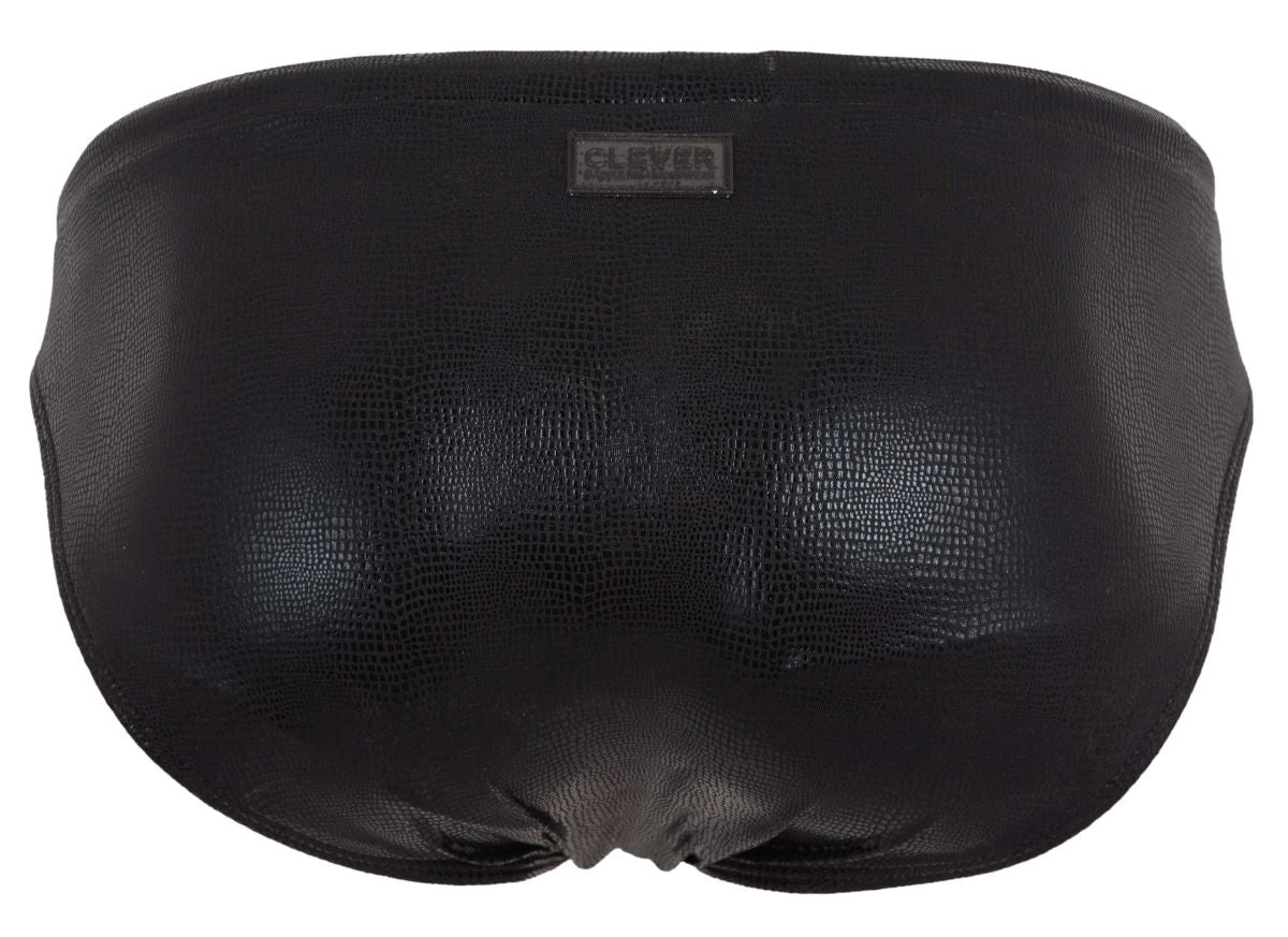 Clever 2065 Gorgona Mens Faux Leather Swim Briefs Black