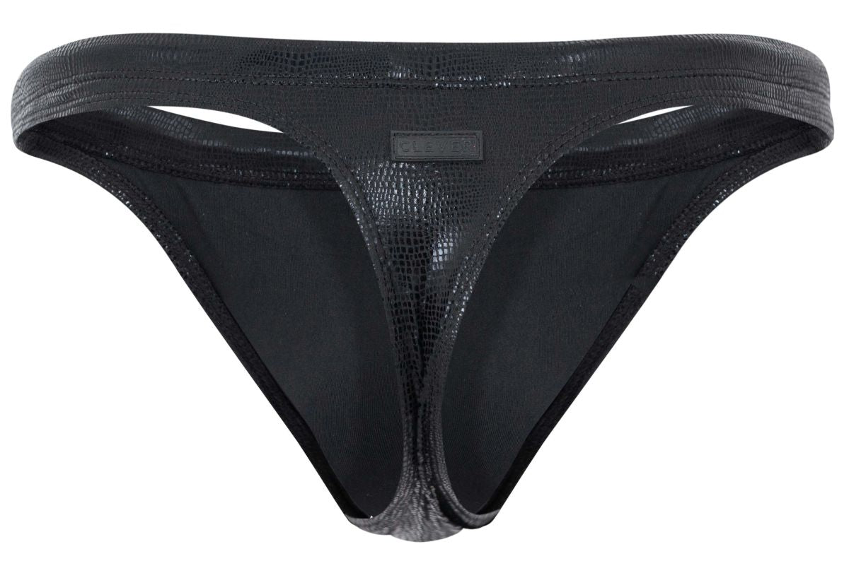 Clever 2071 Gorgona Mens Faux-Leather Swim Thongs Black