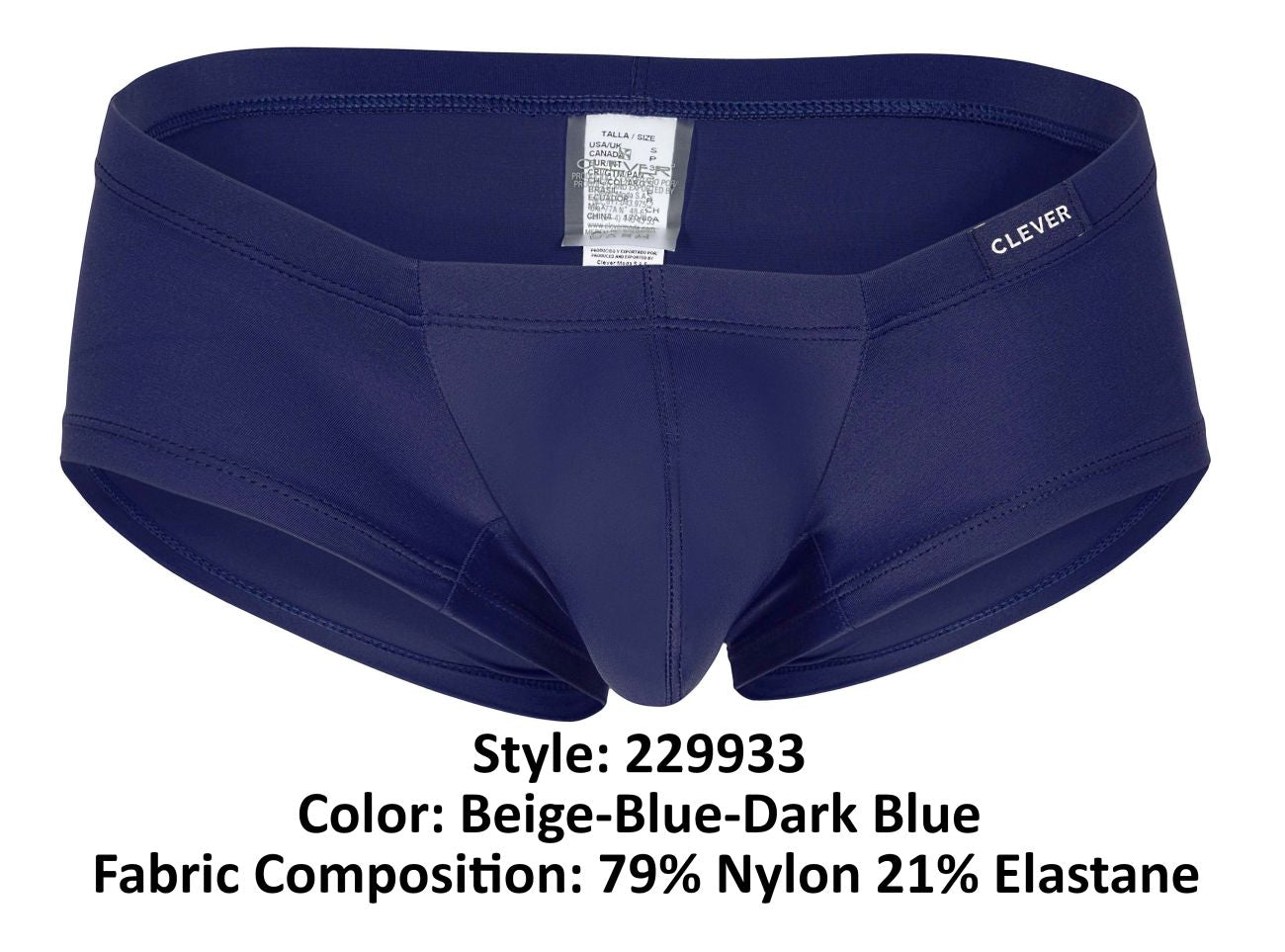 Clever 229933 3PK Australian Latin Trunks Beige-Blue-Dark Blue