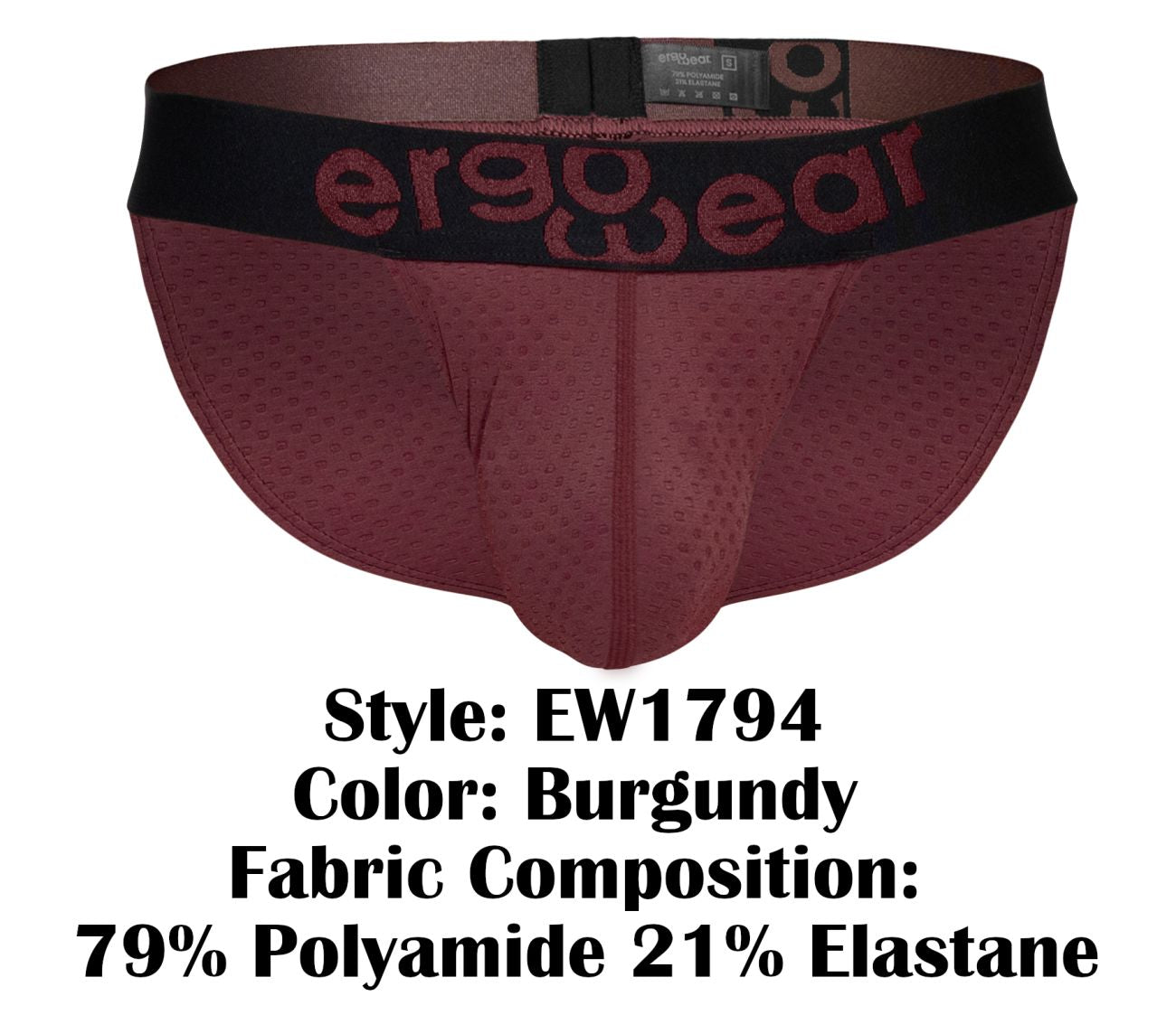 ErgoWear EW1794 MAX FLOW Mens Sleek Bikini Brief Burgundy