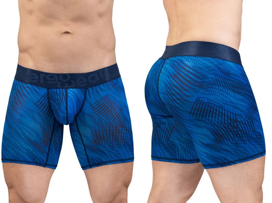 ErgoWear EW1819 MAX BOLD SE Mens Hug Your Body Long Boxer Briefs Mid Blue